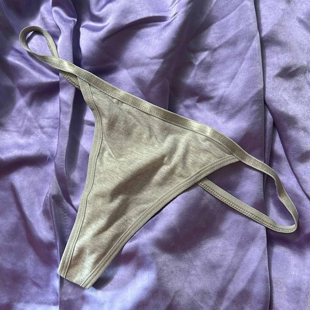Grey cotton thong